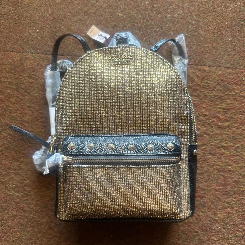 Victoria's Secret Glittering Gold and Black Backpack